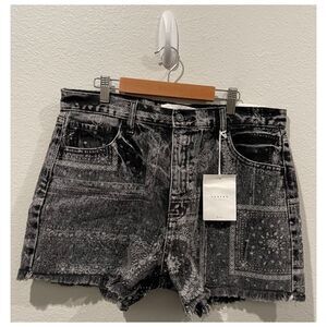 KANCAN Bandana Print Black High Rise Shorts